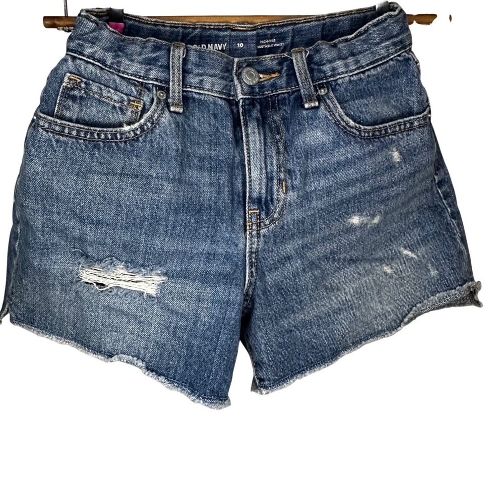 Old Navy Kids Girls Blue Denim High Rise Distressed Cutoff Shorts Size 10 0180